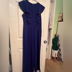 Elegant Blue Ruffle Jumpsuit
